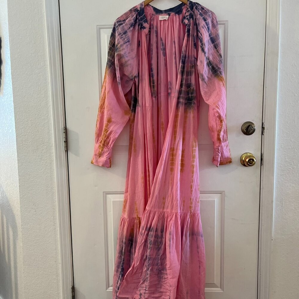 Elizabeth Gillett Woman's Tie-Dye Pink/Blue/Orange Kimono Duster One Size